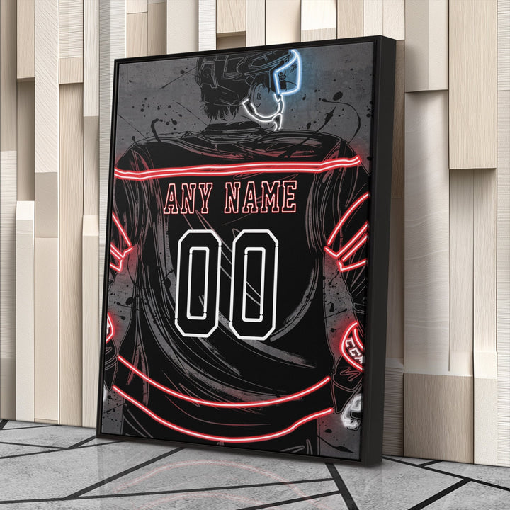 Carolina Hurricanes Custom Jersey Canvas | Neon Wall Art - CanvasNeon