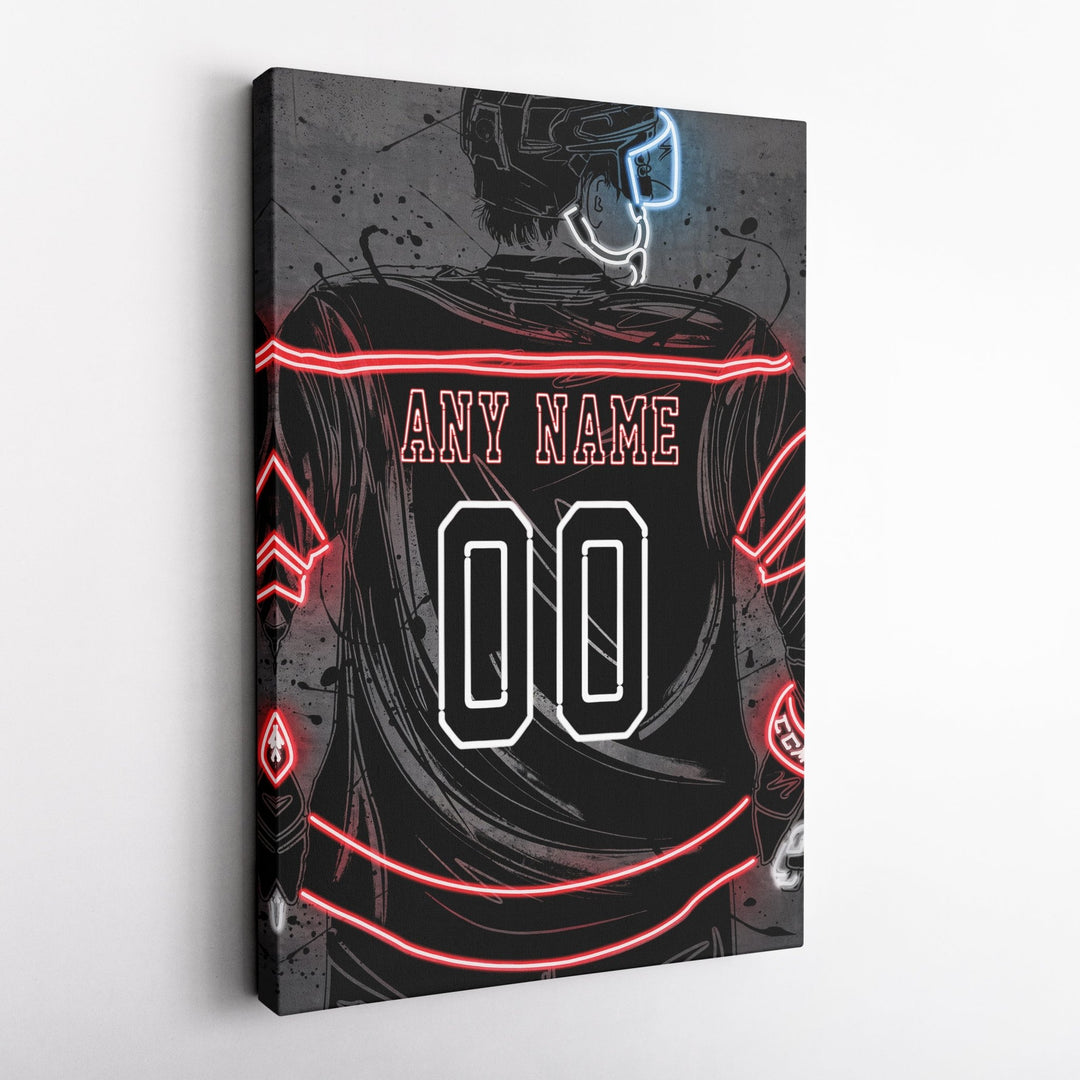 Carolina Hurricanes Custom Jersey Canvas | Neon Wall Art - CanvasNeon