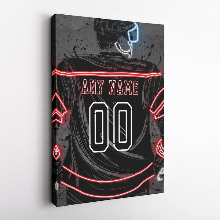 Carolina Hurricanes Custom Jersey Canvas | Neon Wall Art - CanvasNeon