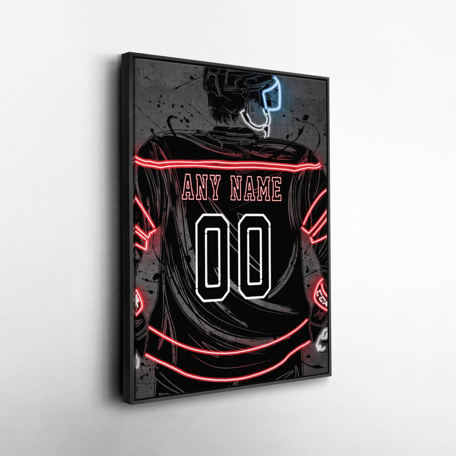 Carolina Hurricanes Custom Jersey Canvas | Neon Wall Art - CanvasNeon