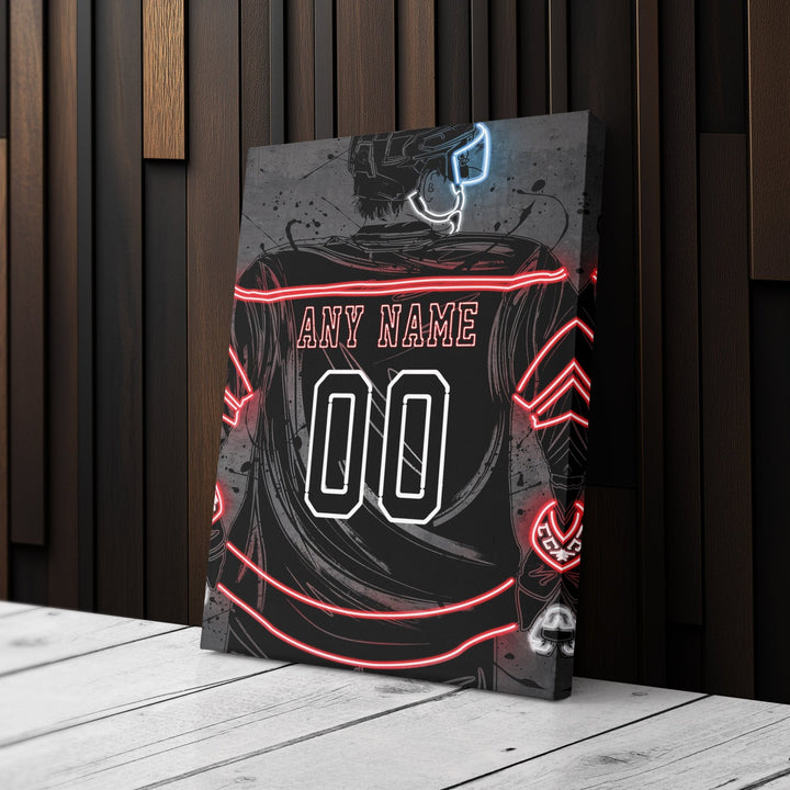 Carolina Hurricanes Custom Jersey Canvas | Neon Wall Art - CanvasNeon