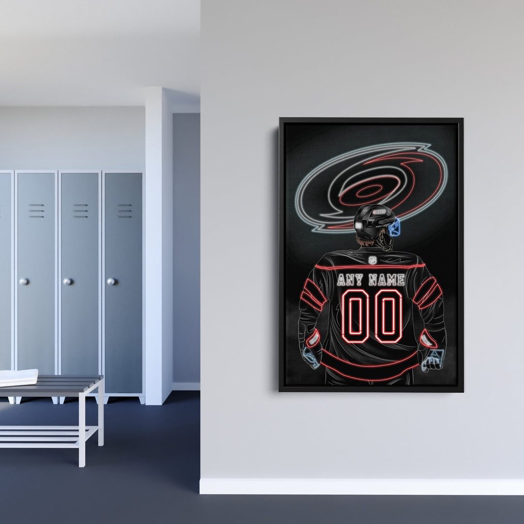 Carolina Hurricanes Personalized Jersey Canvas | Neon Wall Art - CanvasNeon