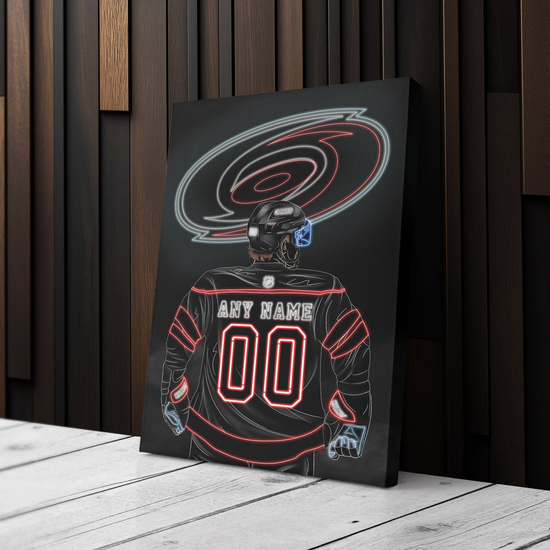Carolina Hurricanes Personalized Jersey Canvas | Neon Wall Art - CanvasNeon