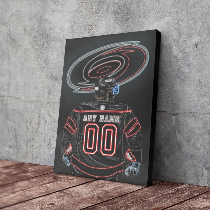 Carolina Hurricanes Personalized Jersey Canvas | Neon Wall Art - CanvasNeon