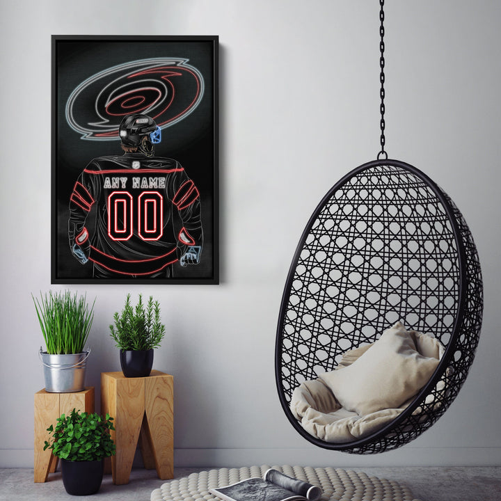 Carolina Hurricanes Personalized Jersey Canvas | Neon Wall Art - CanvasNeon