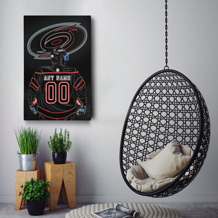 Carolina Hurricanes Personalized Jersey Canvas | Neon Wall Art - CanvasNeon