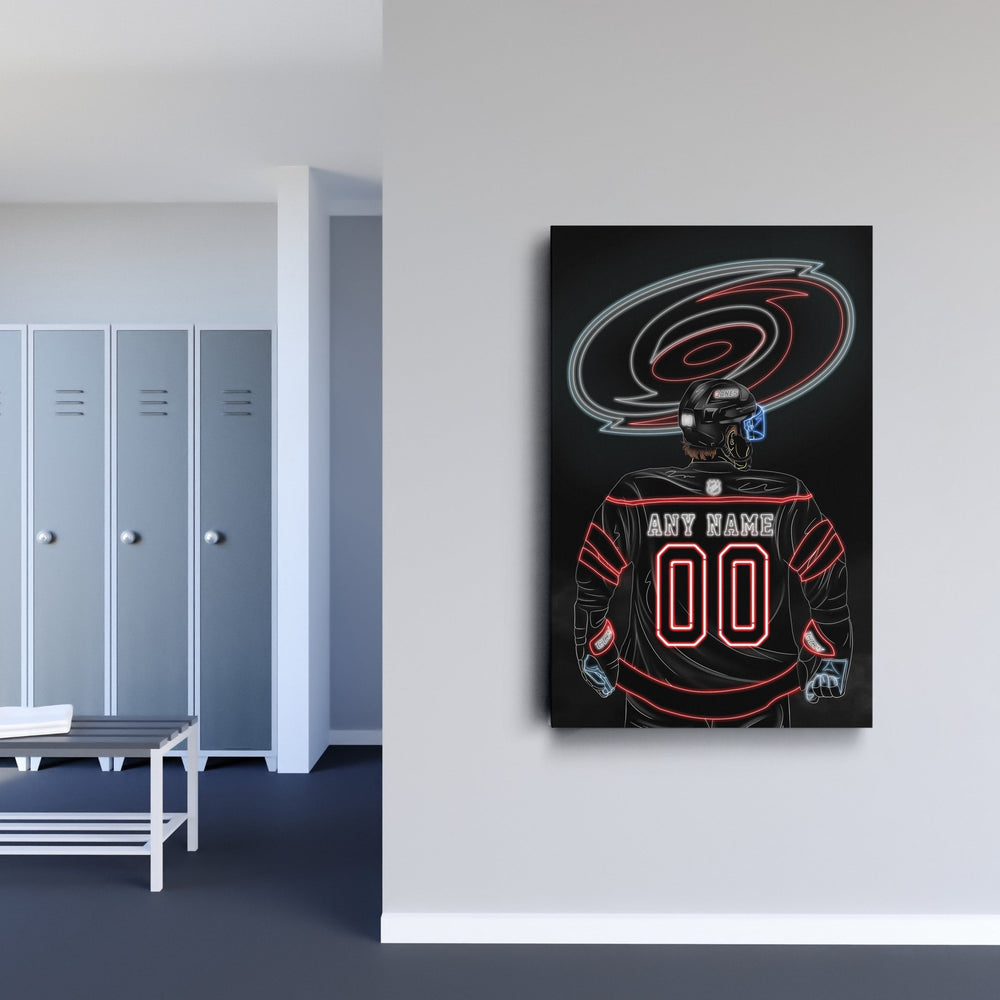 Carolina Hurricanes Personalized Jersey Canvas | Neon Wall Art - CanvasNeon