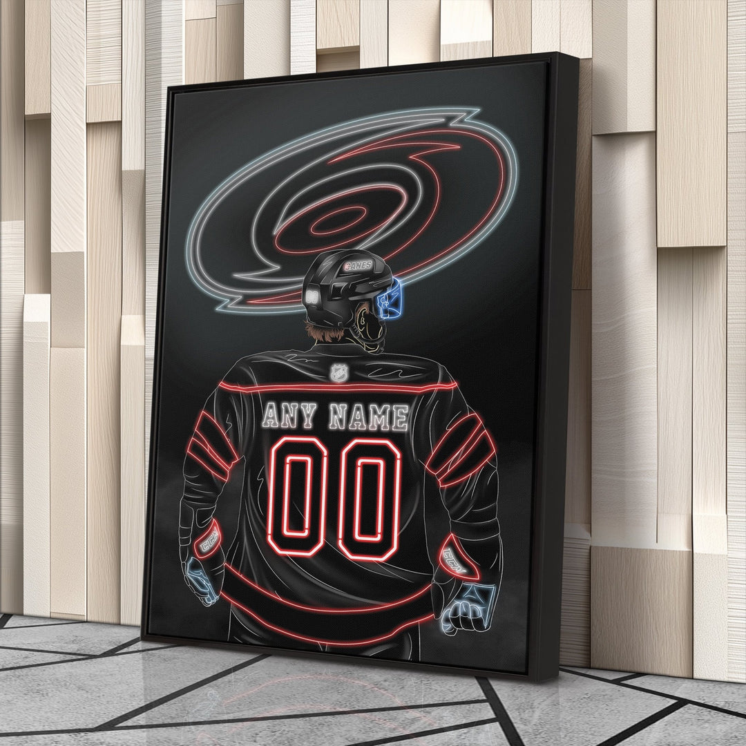 Carolina Hurricanes Personalized Jersey Canvas | Neon Wall Art - CanvasNeon