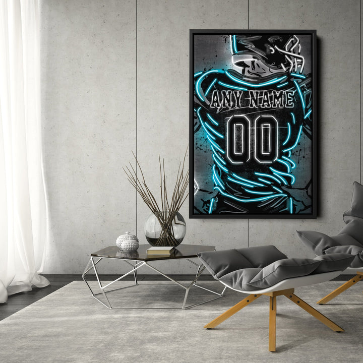 Carolina Panthers Custom Jersey Canvas | Neon Wall Art - CanvasNeon