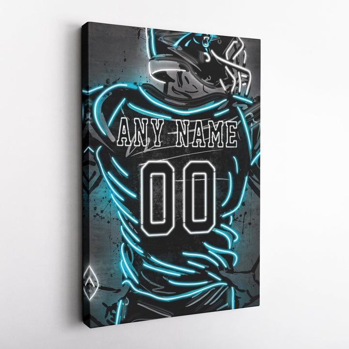 Carolina Panthers Custom Jersey Canvas | Neon Wall Art - CanvasNeon
