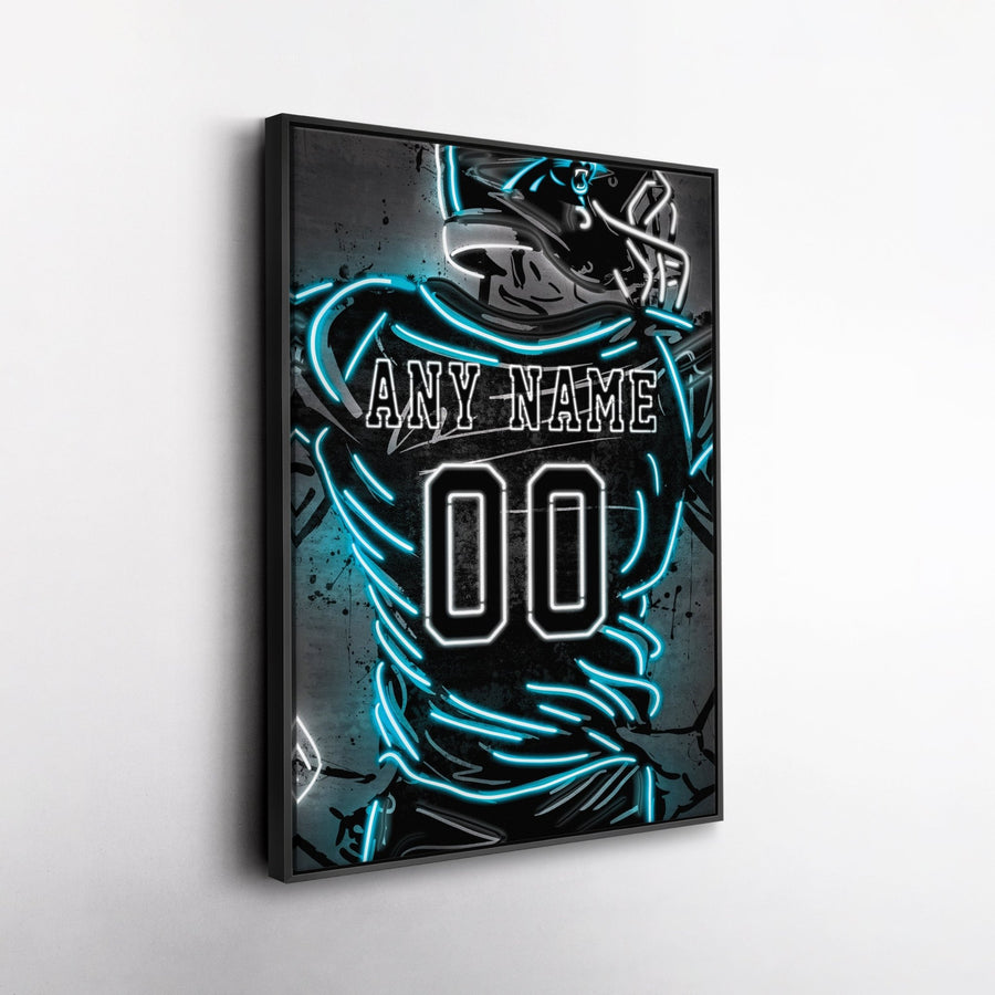 Carolina Panthers Custom Jersey Canvas | Neon Wall Art - CanvasNeon