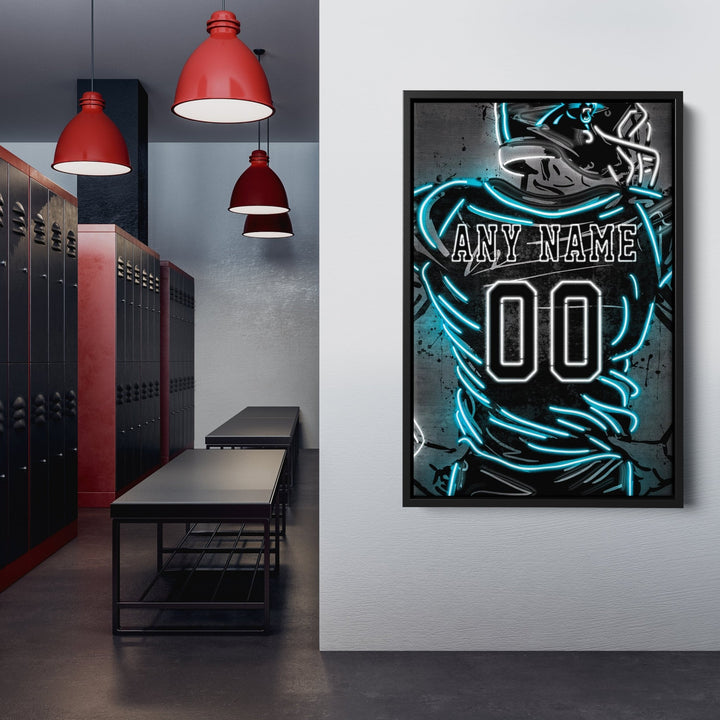 Carolina Panthers Custom Jersey Canvas | Neon Wall Art - CanvasNeon