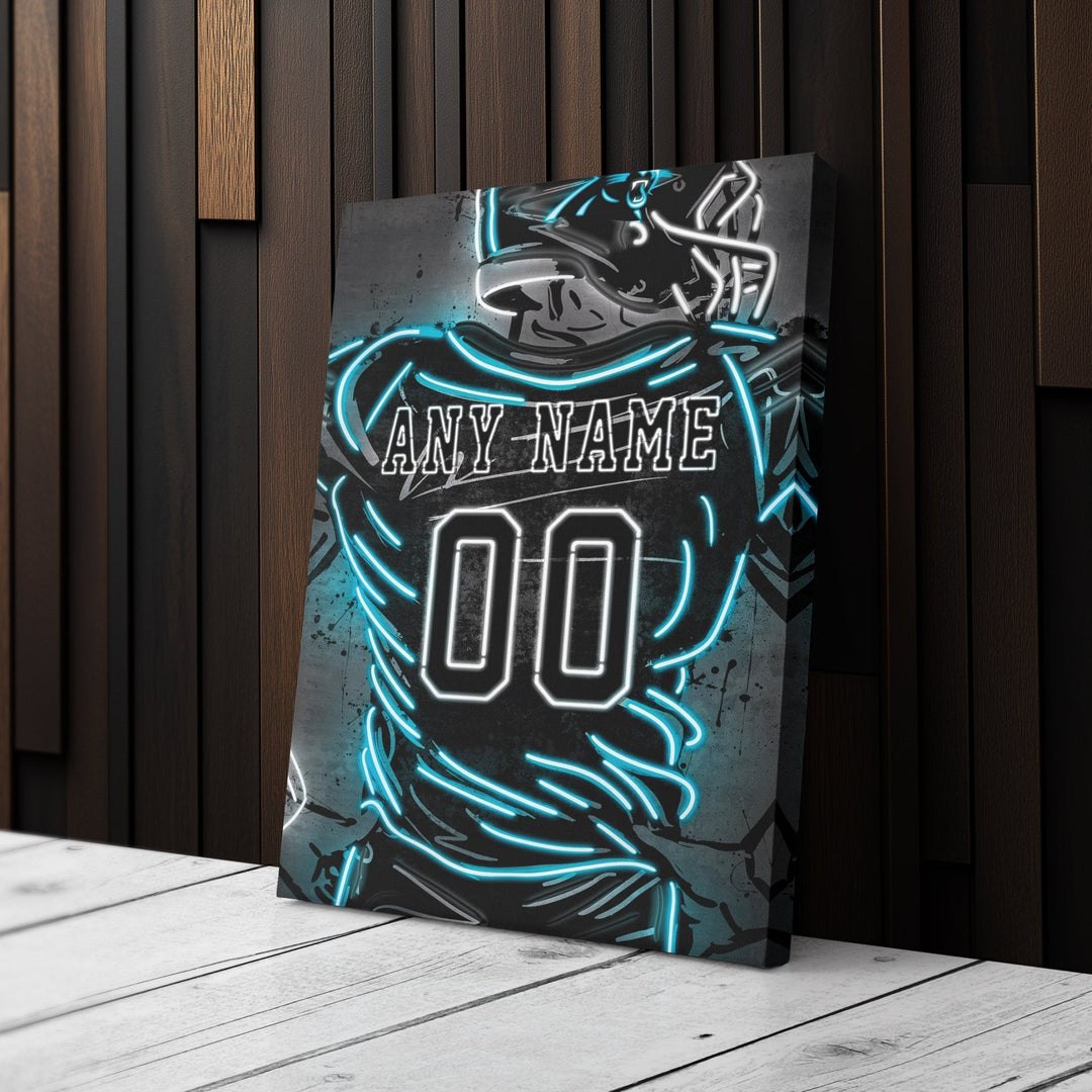 Carolina Panthers Custom Jersey Canvas | Neon Wall Art - CanvasNeon