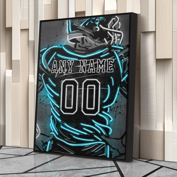 Carolina Panthers Custom Jersey Canvas | Neon Wall Art - CanvasNeon