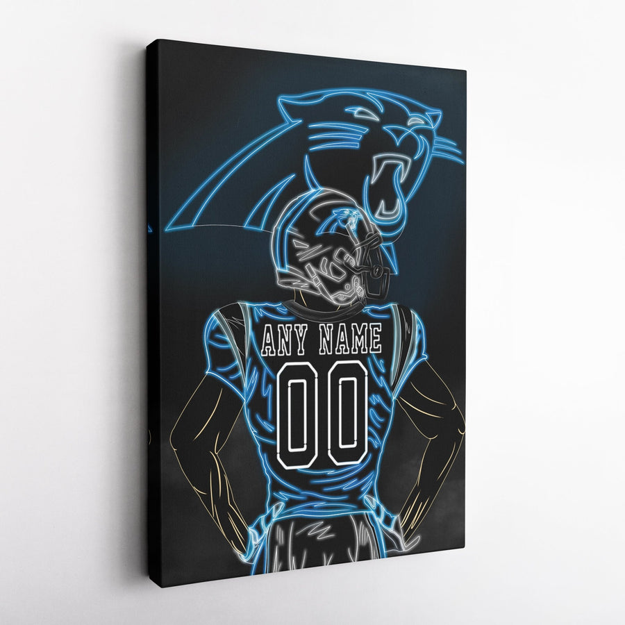 Carolina Panthers Personalized Jersey Canvas | Neon Wall Art - CanvasNeon