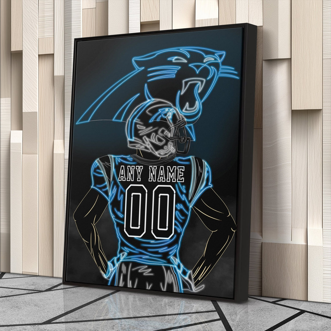 Carolina Panthers Personalized Jersey Canvas | Neon Wall Art - CanvasNeon