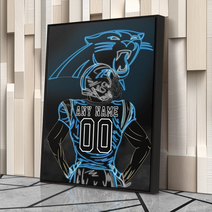 Carolina Panthers Personalized Jersey Canvas | Neon Wall Art - CanvasNeon