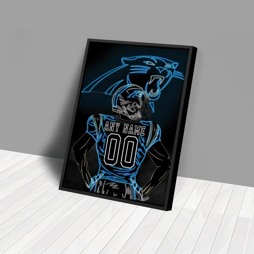 Carolina Panthers Personalized Jersey Canvas | Neon Wall Art - CanvasNeon