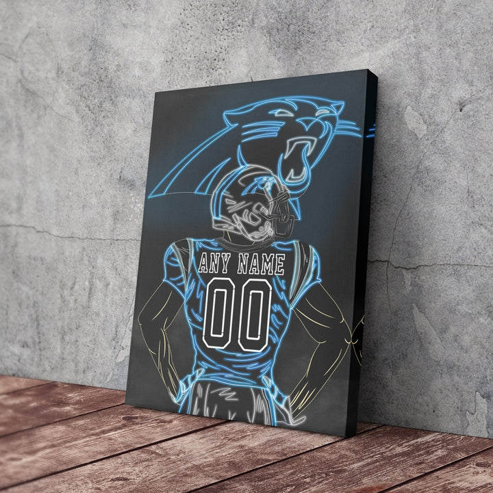 Carolina Panthers Personalized Jersey Canvas | Neon Wall Art - CanvasNeon