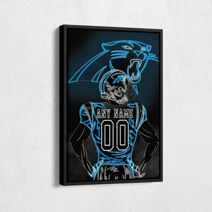 Carolina Panthers Personalized Jersey Canvas | Neon Wall Art - CanvasNeon