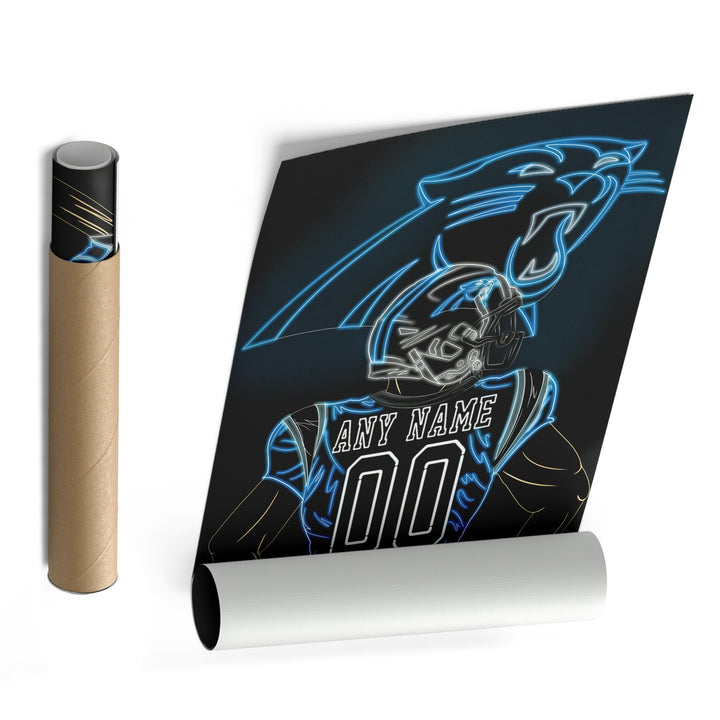 Carolina Panthers Personalized Jersey Canvas | Neon Wall Art - CanvasNeon