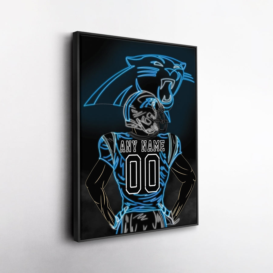 Carolina Panthers Personalized Jersey Canvas | Neon Wall Art - CanvasNeon