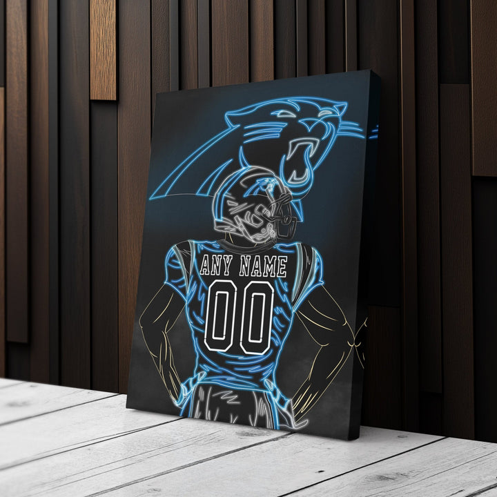 Carolina Panthers Personalized Jersey Canvas | Neon Wall Art - CanvasNeon