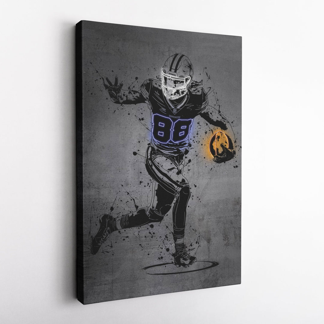 CeeDee Lamb Neon Canvas Art | Modern Wall Decor for Cowboys Fans - CanvasNeon