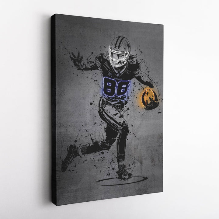 CeeDee Lamb Neon Canvas Art | Modern Wall Decor for Cowboys Fans - CanvasNeon