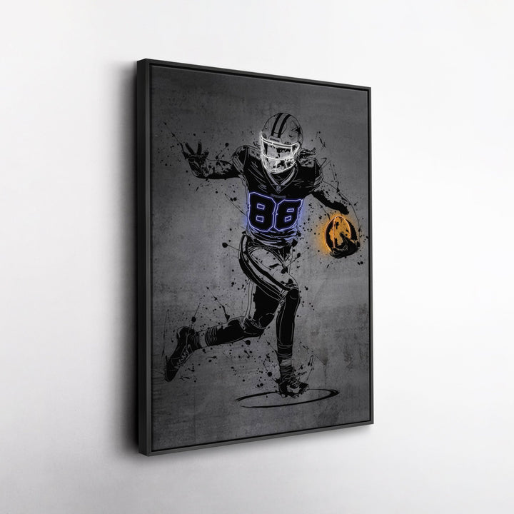 CeeDee Lamb Neon Canvas Art | Modern Wall Decor for Cowboys Fans - CanvasNeon