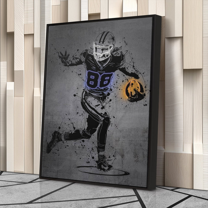 CeeDee Lamb Neon Canvas Art | Modern Wall Decor for Cowboys Fans - CanvasNeon