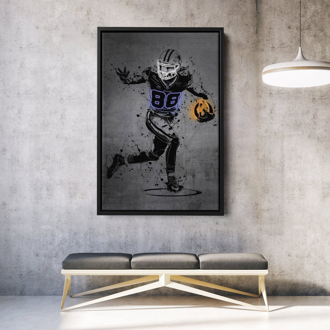 CeeDee Lamb Neon Canvas Art | Modern Wall Decor for Cowboys Fans - CanvasNeon