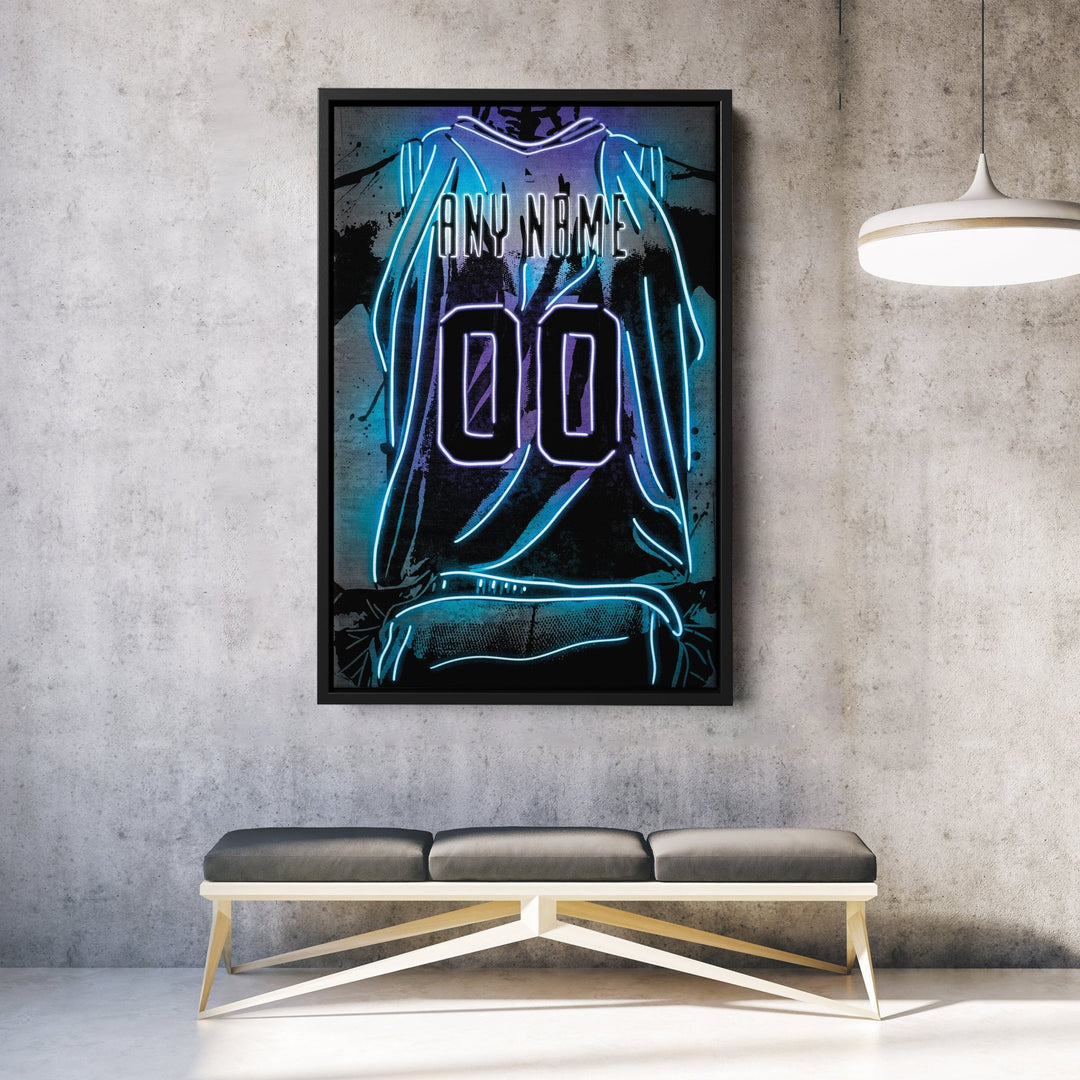 Charlotte Hornets Custom Jersey Canvas | Neon Wall Art - CanvasNeon