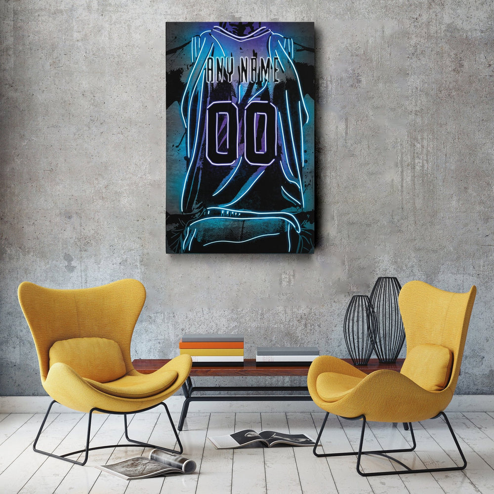 Charlotte Hornets Custom Jersey Canvas | Neon Wall Art - CanvasNeon