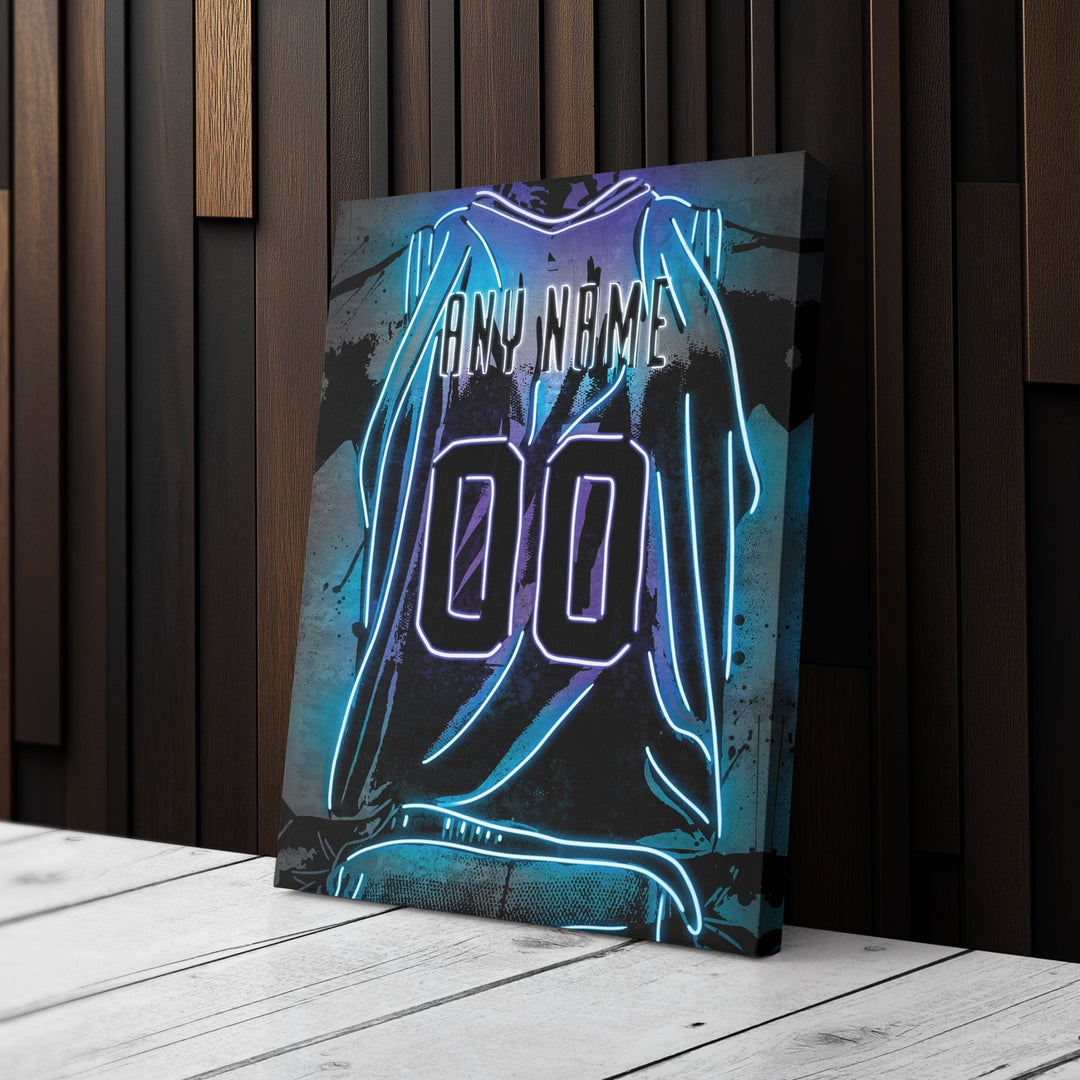 Charlotte Hornets Custom Jersey Canvas | Neon Wall Art - CanvasNeon