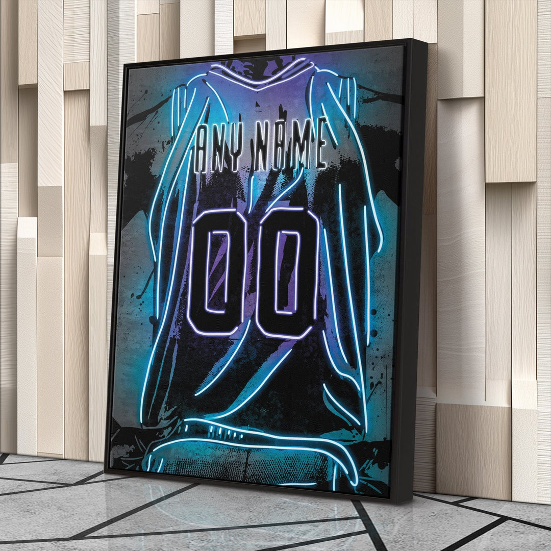 Charlotte Hornets Custom Jersey Canvas | Neon Wall Art - CanvasNeon