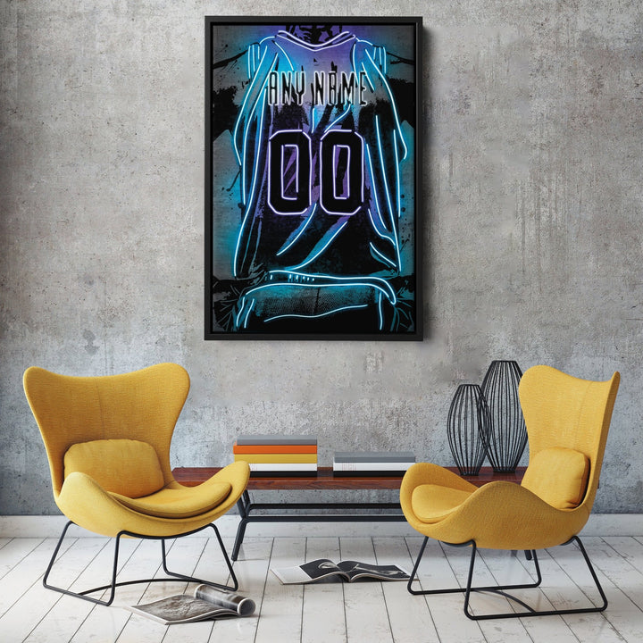 Charlotte Hornets Custom Jersey Canvas | Neon Wall Art - CanvasNeon