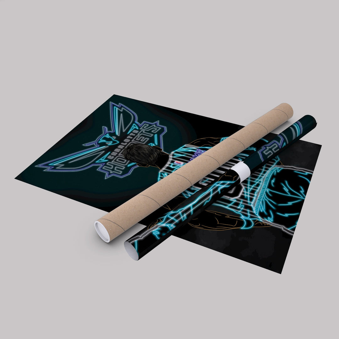 Charlotte Hornets Personalized Jersey Canvas | Neon Wall Art - CanvasNeon