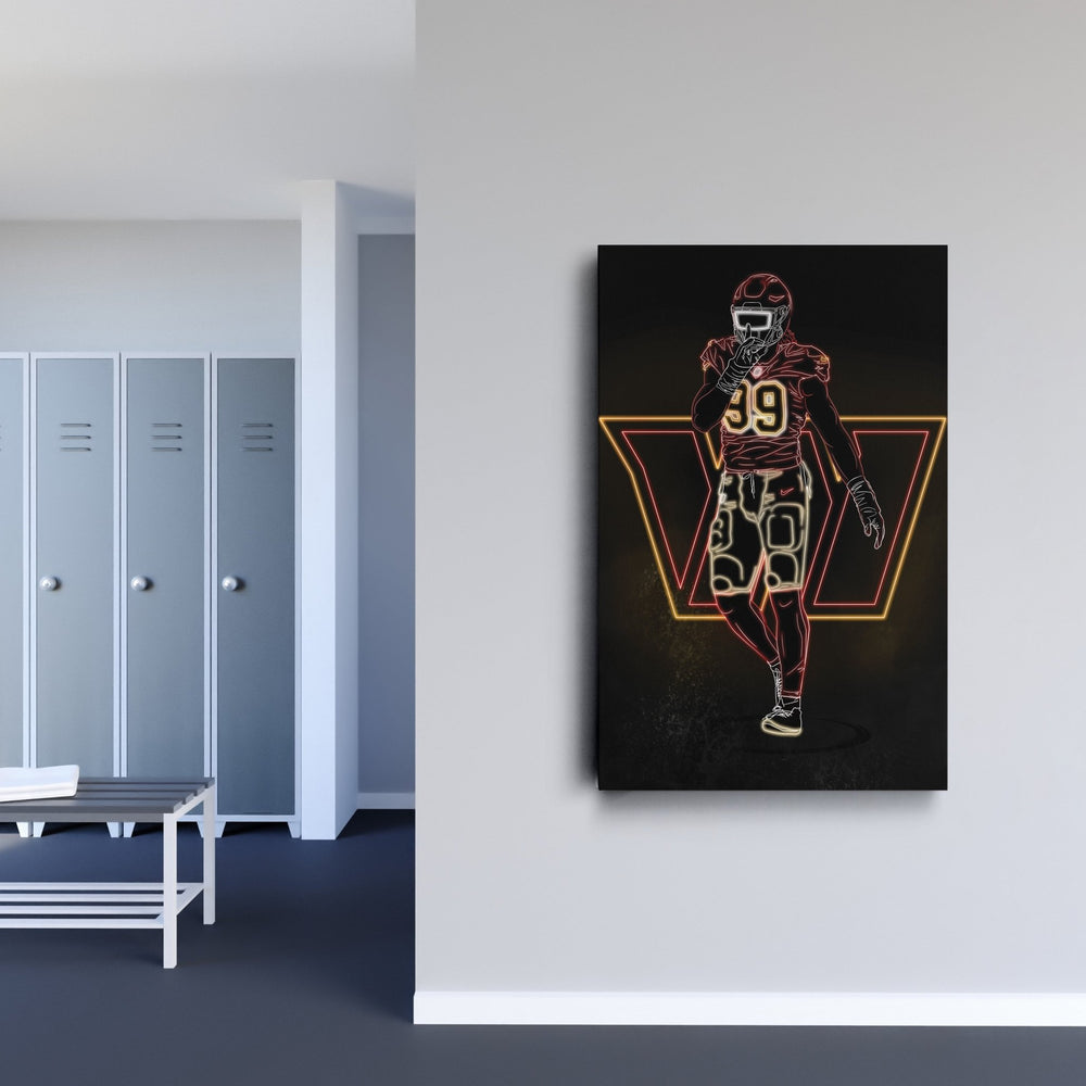Chase Young Neon Canvas Art | Commanders Wall Decor - CanvasNeon