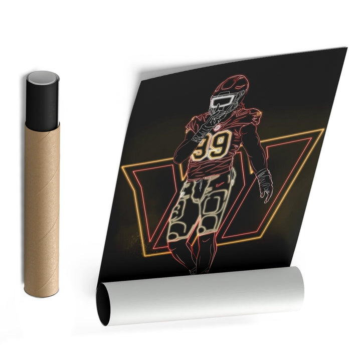 Chase Young Neon Canvas Art | Commanders Wall Decor - CanvasNeon