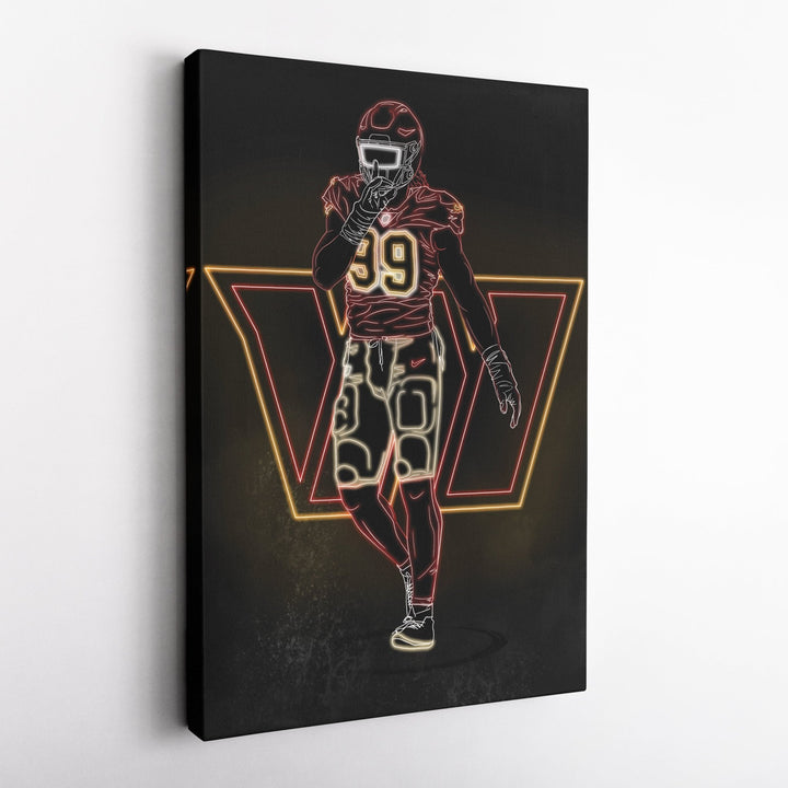 Chase Young Neon Canvas Art | Commanders Wall Decor - CanvasNeon