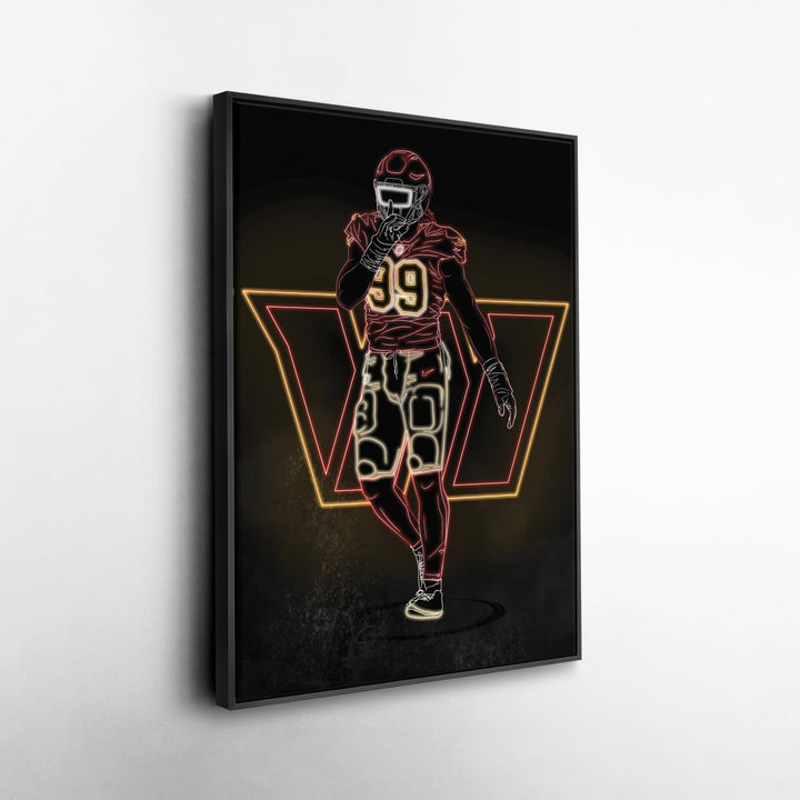 Chase Young Neon Canvas Art | Commanders Wall Decor - CanvasNeon