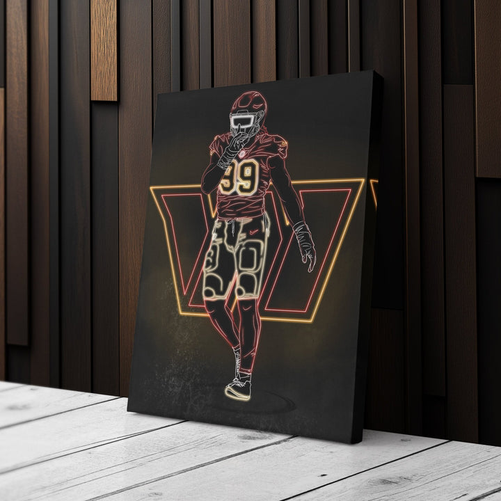 Chase Young Neon Canvas Art | Commanders Wall Decor - CanvasNeon