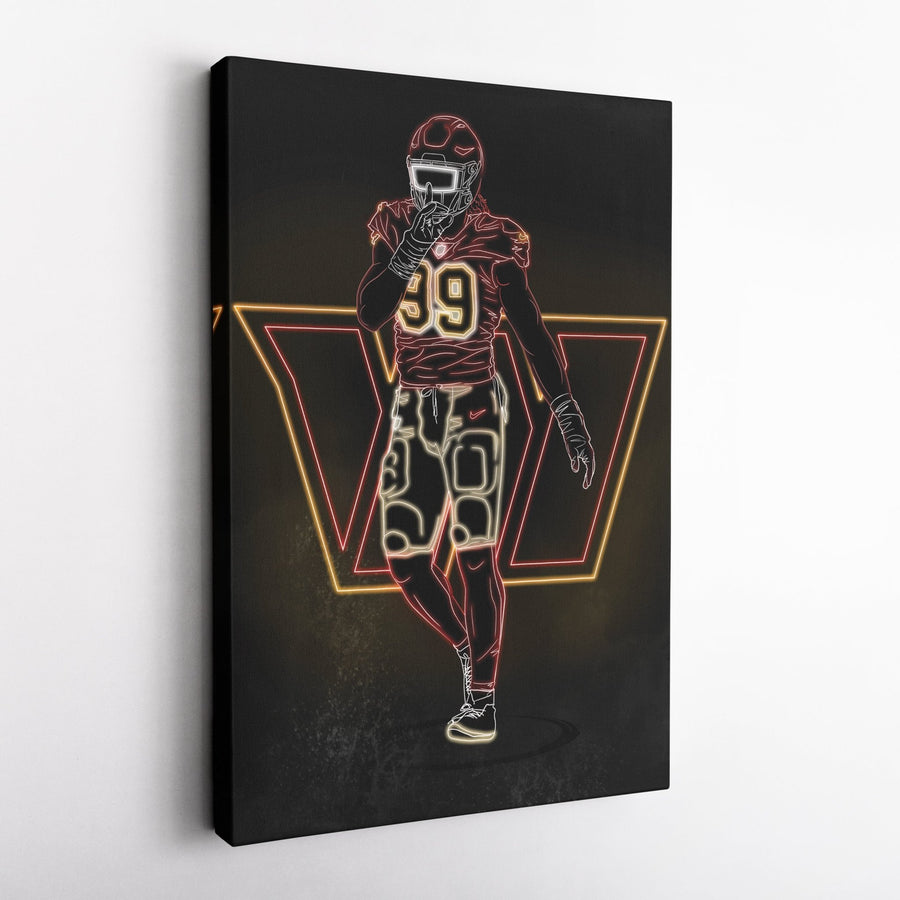 Chase Young Neon Canvas Art | Commanders Wall Decor - CanvasNeon