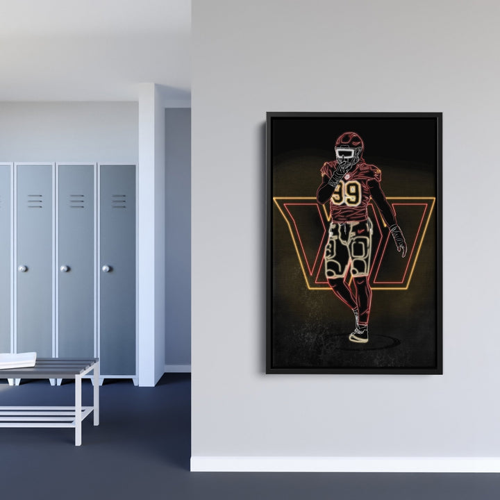 Chase Young Neon Canvas Art | Commanders Wall Decor - CanvasNeon