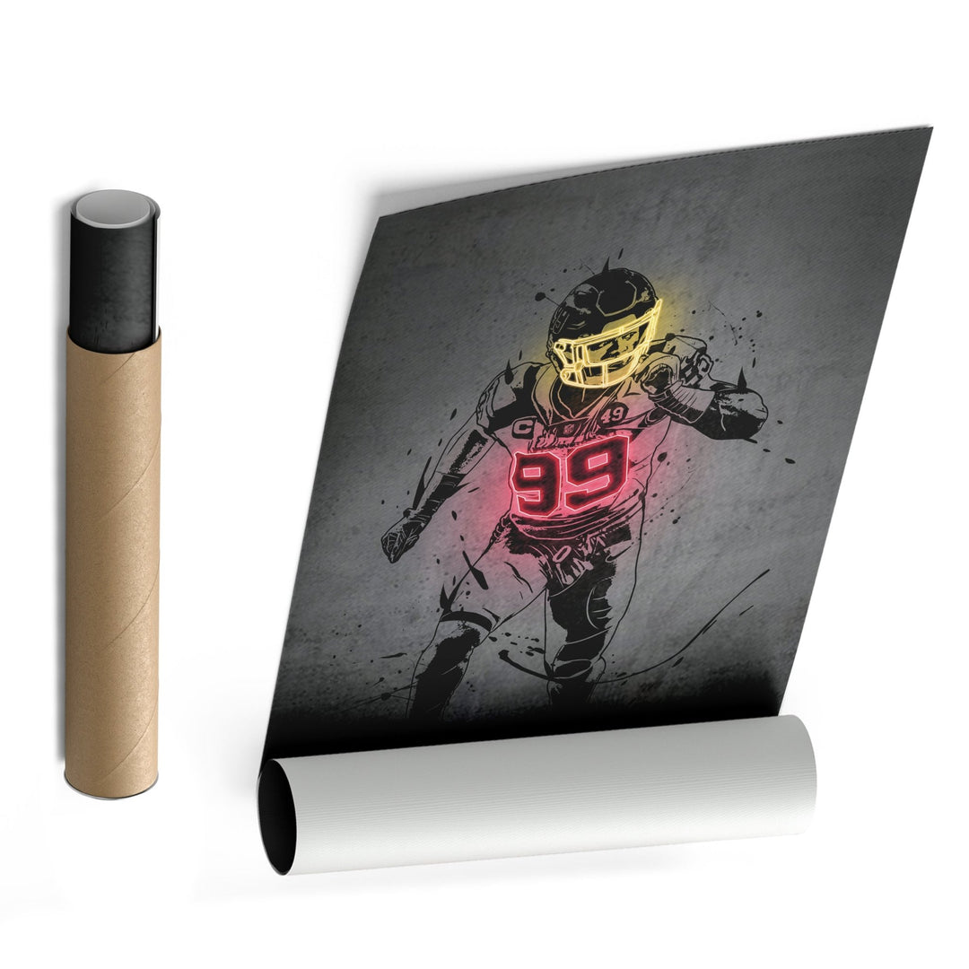Chase Young Neon Canvas Art | Modern Wall Decor for Commanders Fans - CanvasNeon