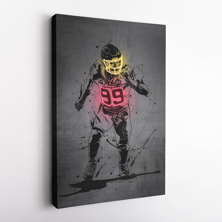 Chase Young Neon Canvas Art | Modern Wall Decor for Commanders Fans - CanvasNeon