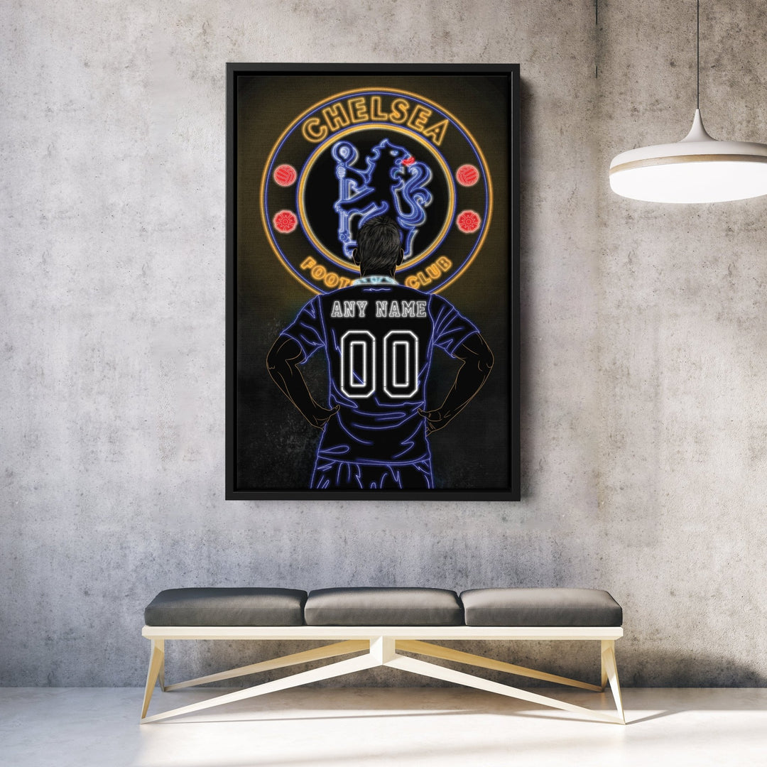 Chelsea Personalized Jersey Canvas | Neon Wall Art - CanvasNeon