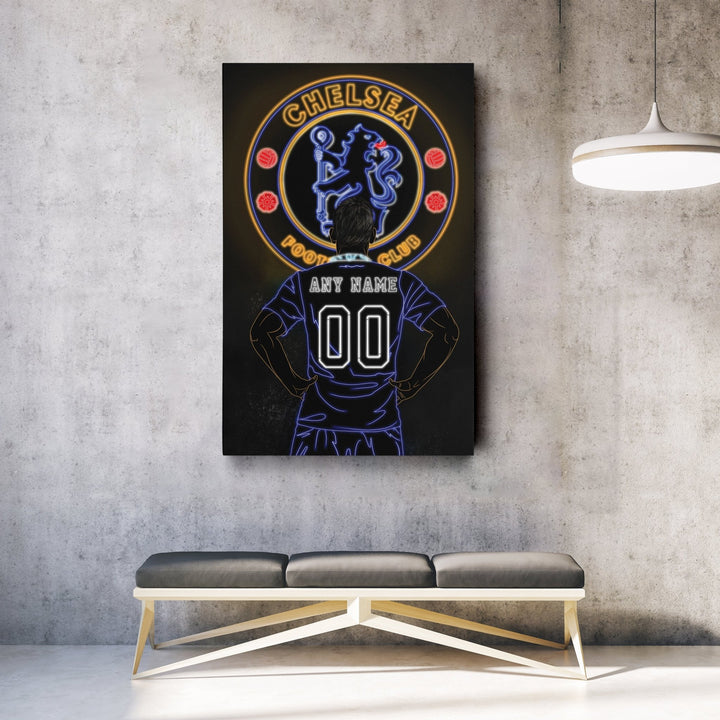 Chelsea Personalized Jersey Canvas | Neon Wall Art - CanvasNeon