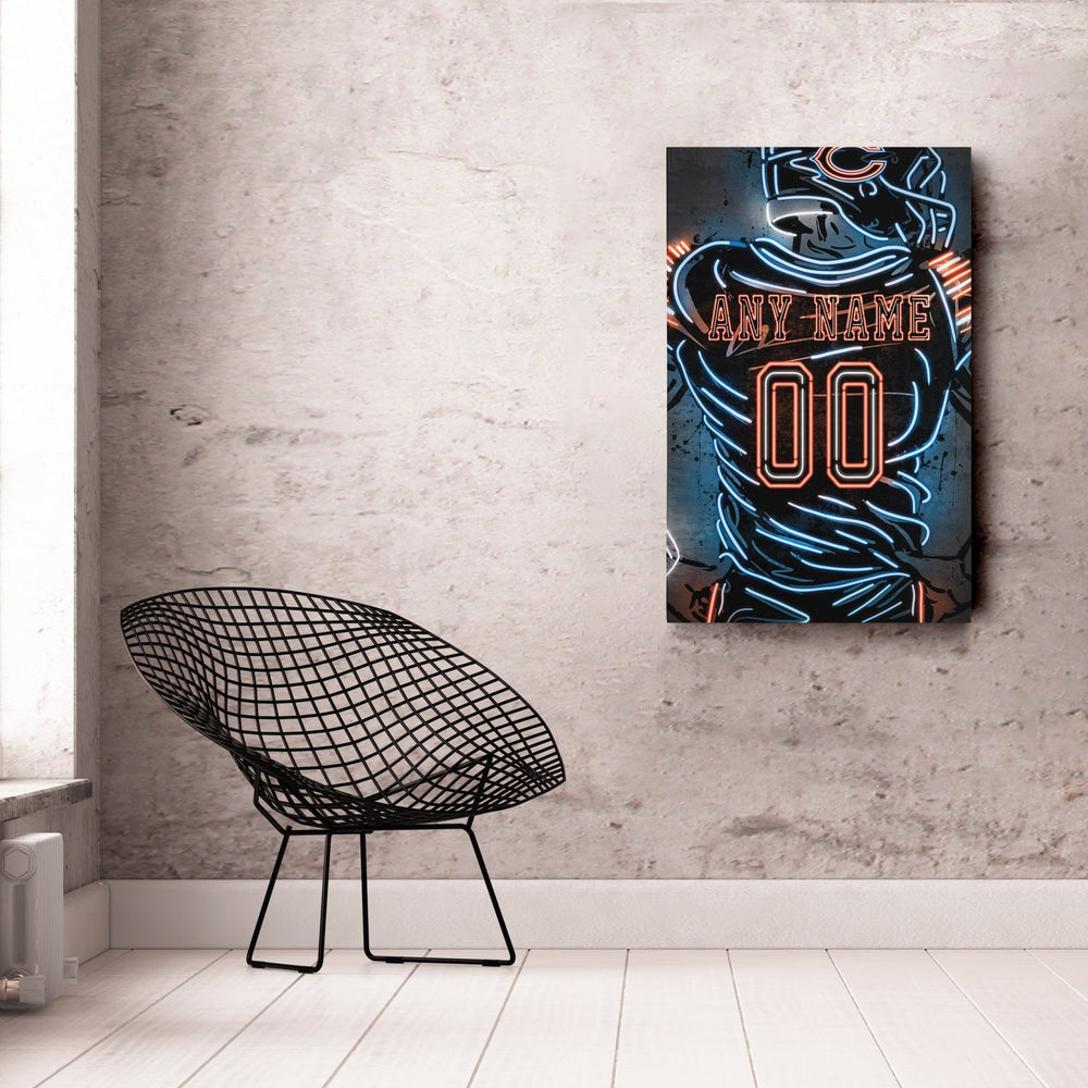 Chicago Bears Custom Jersey Canvas | Neon Wall Art - CanvasNeon